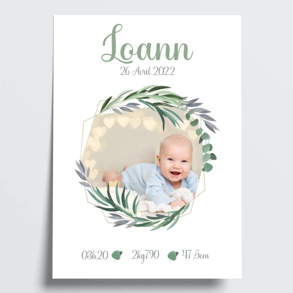 Affiche de naissance personnalisée avec photos - Créations d'Agathe
