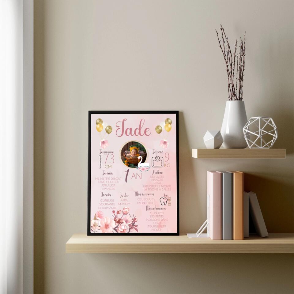 Affiche anniversaire avec un Cygne - Créations d'Agathe