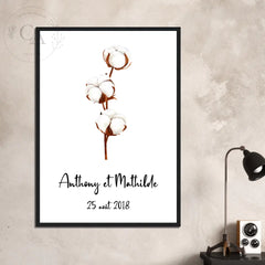 Affiche personnalisée noce de coton | Cadeau 1 an de mariage - Créations d'Agathe