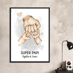 Affiche personnalisée pour Papi avec mains des petits-enfants - Créations d'Agathe