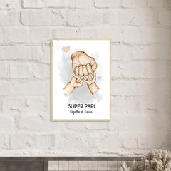Affiche personnalisée pour Papi avec mains des petits-enfants - Créations d'Agathe