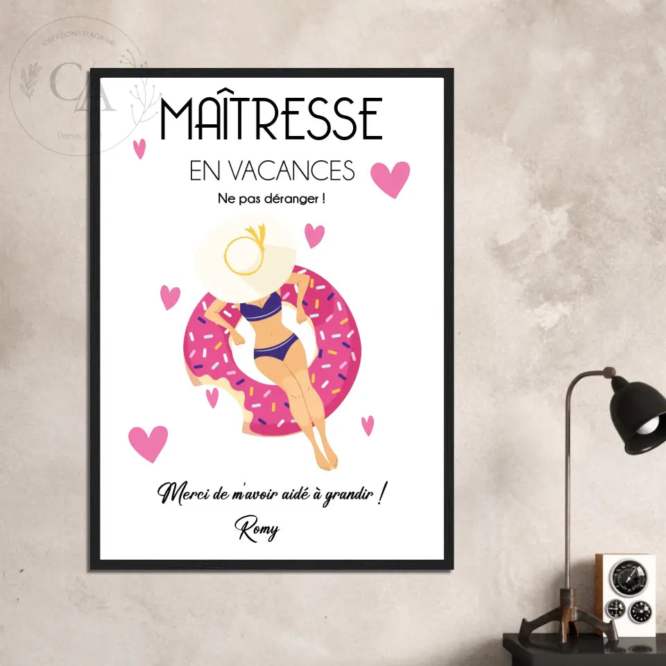 Affiche personnalisée pour Maîtresse - Nounou - Atsem - Créations d'Agathe