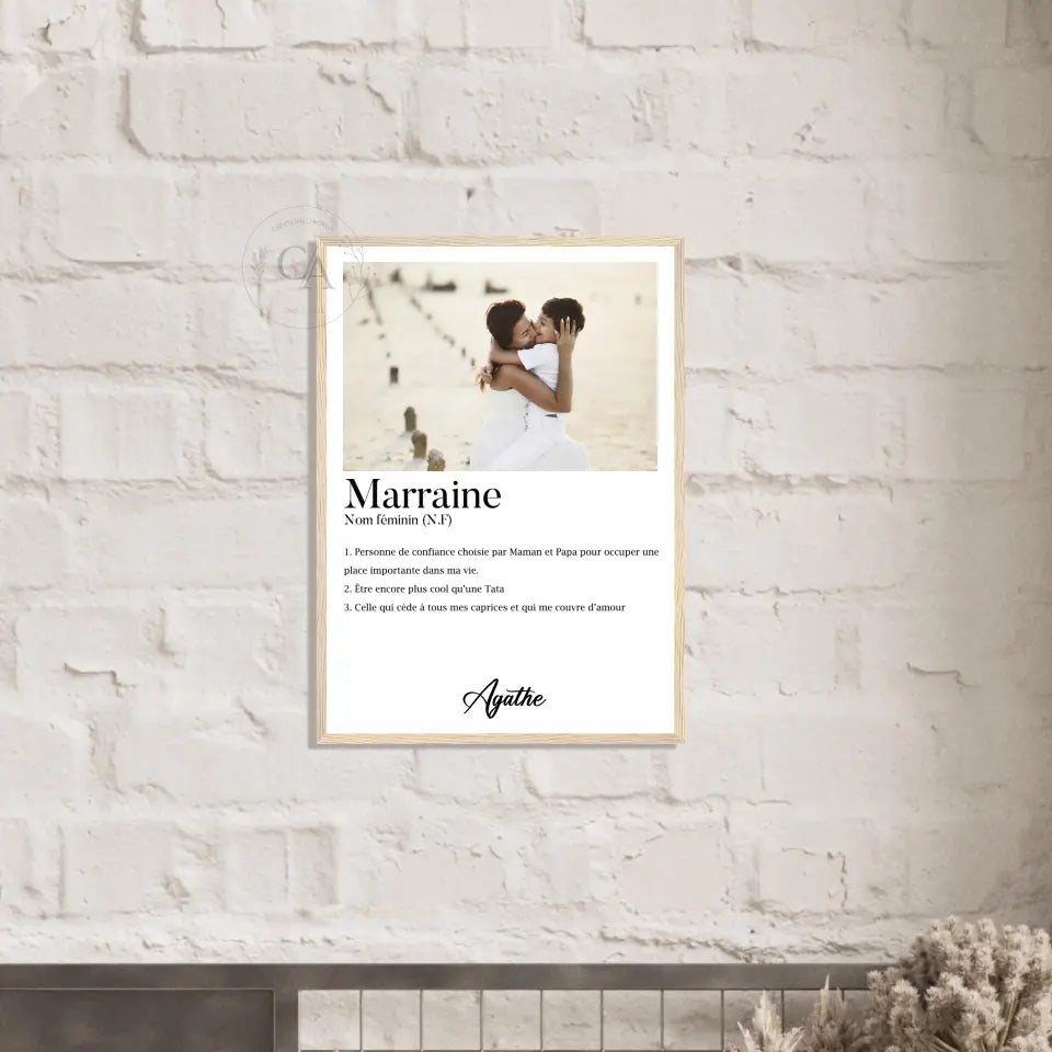 Affiche personnalisée définition marraine avec photo - Créations d'Agathe