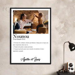 Affiche cadeau définition Nounou avec une photo - Créations d'Agathe
