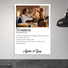 Affiche cadeau définition Nounou avec une photo - Créations d'Agathe