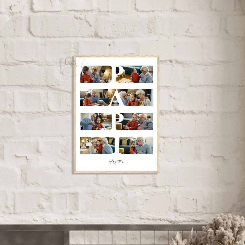 Affiche personnalisée collage photo autour du mot Papy / Papi - Créations d'Agathe