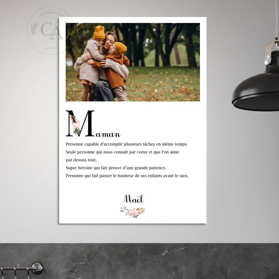 Affiche définition MAMAN avec une photo - Créations d'Agathe