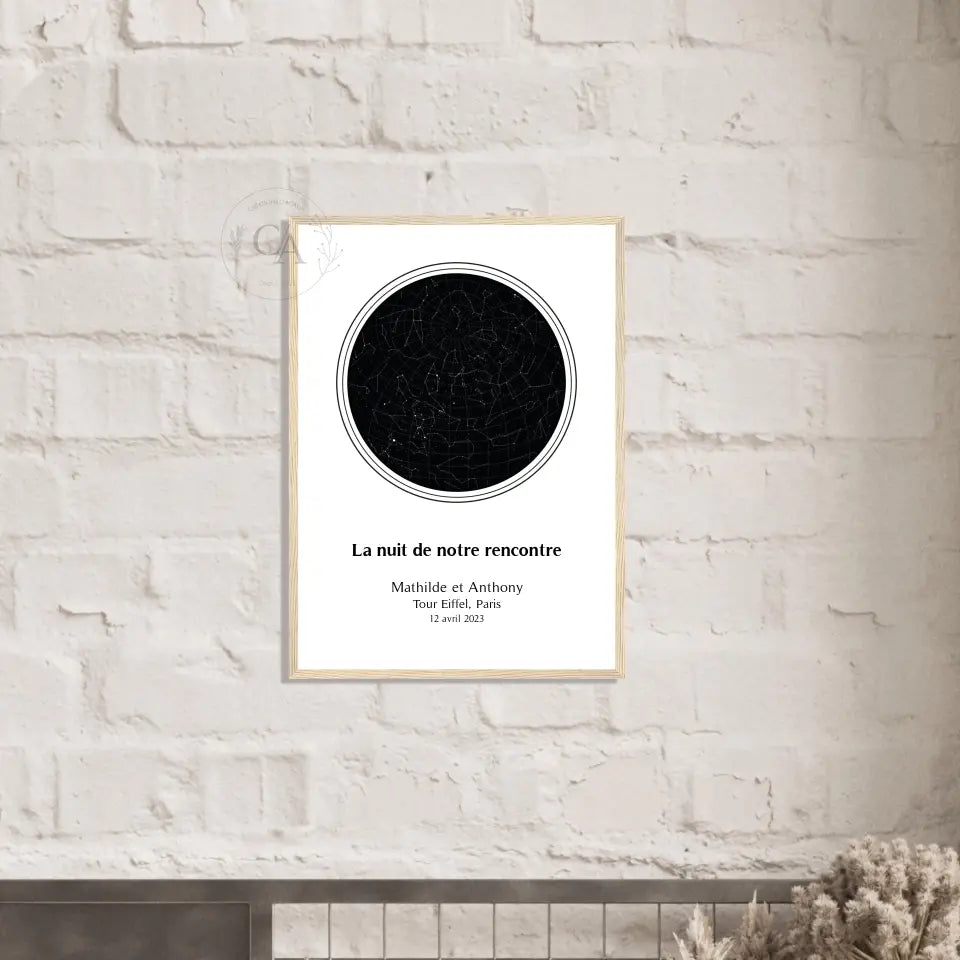 Affiche personnalisé avec carte du ciel étoilé - Créations d'Agathe