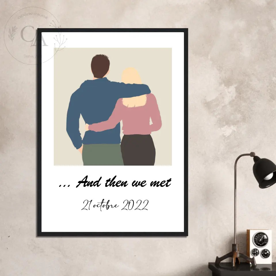 Affiche couple illustration avec portrait sans visage - Créations d'Agathe