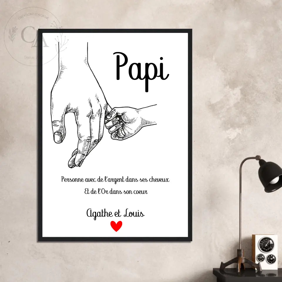 Affiche pour Papi avec un poème - Créations d'Agathe