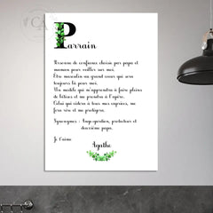 Affiche cadeau personnalisé pour Parrain / Marraine – Poème - Créations d'Agathe