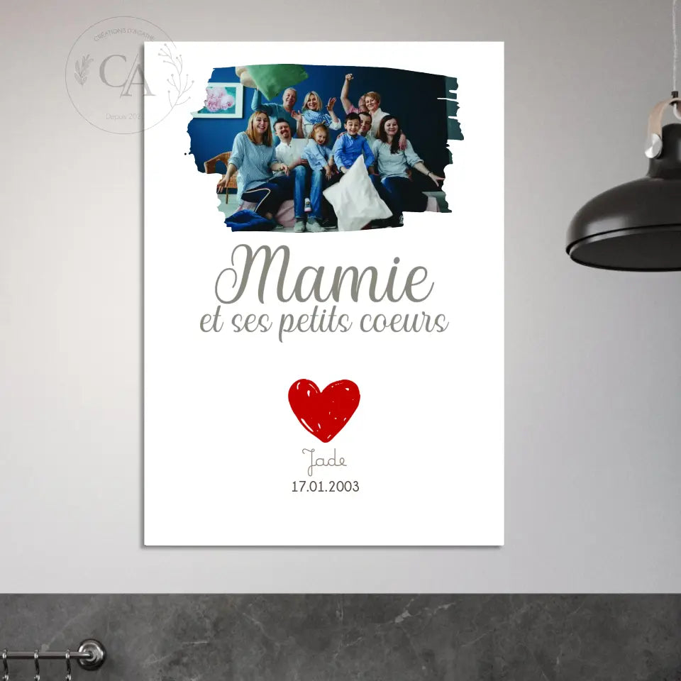 Affiche Mamie et ses petits cœurs - Créations d'Agathe