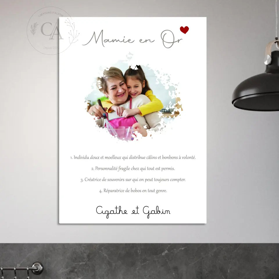 Affiche pour une Mamie en Or - Créations d'Agathe