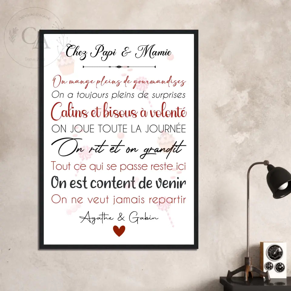 Affiche personnalisée pour Papi et Mamie - Créations d'Agathe