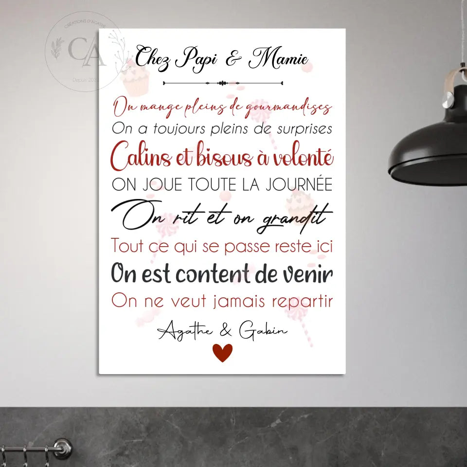 Affiche personnalisée pour Papi et Mamie - Créations d'Agathe