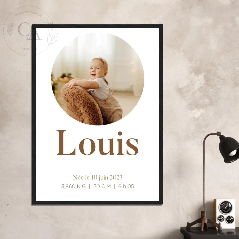 Affiche de naissance personnalisée avec photos - Créations d'Agathe
