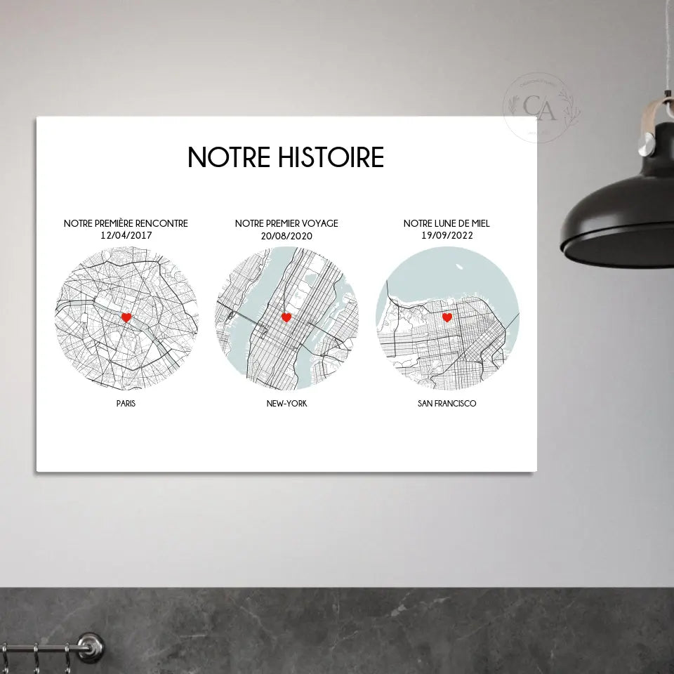 Affiche personnalisée - Notre Histoire - Moments clés d'une histoire - Créations d'Agathe