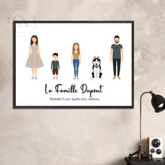 Affiche portrait de famille personnalisée | Cadeau personnalisé - Créations d'Agathe