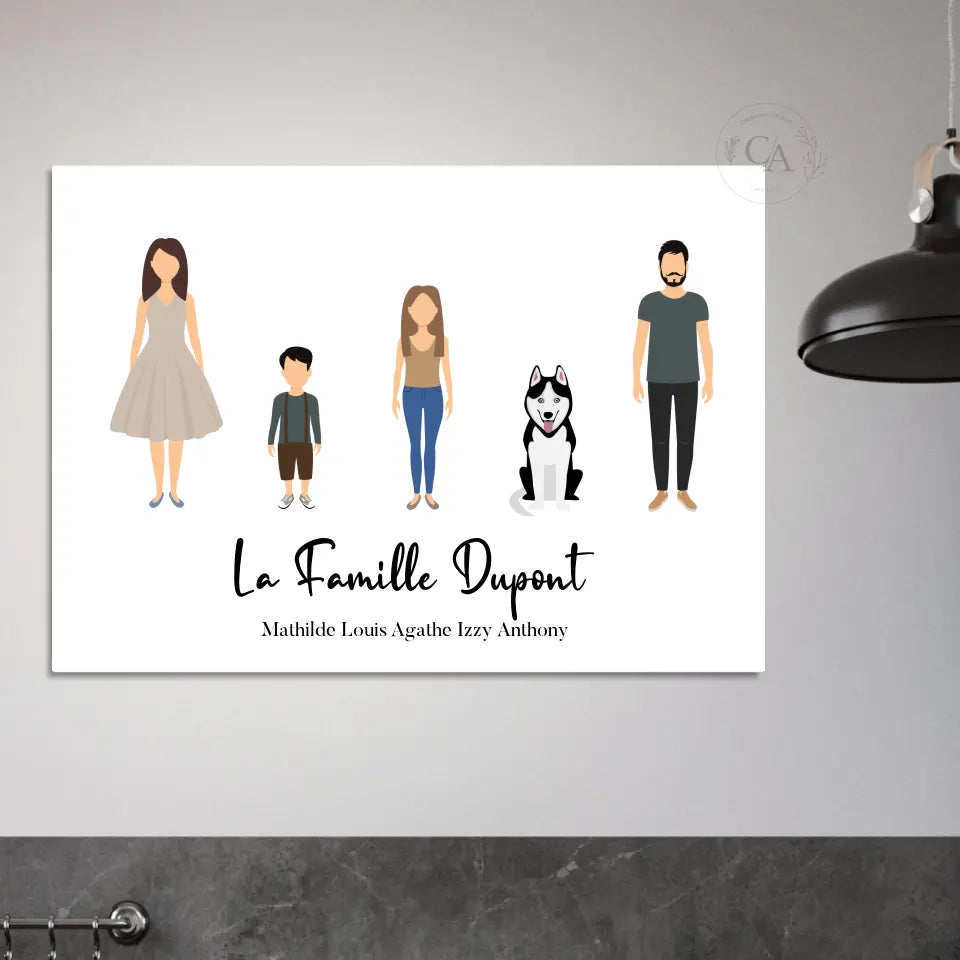 Affiche portrait de famille personnalisée | Cadeau personnalisé - Créations d'Agathe