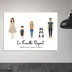 Affiche portrait de famille personnalisée | Cadeau personnalisé - Créations d'Agathe