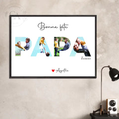 Affiche personnalisée photos avec lettres Papa - Fête des pères - Créations d'Agathe