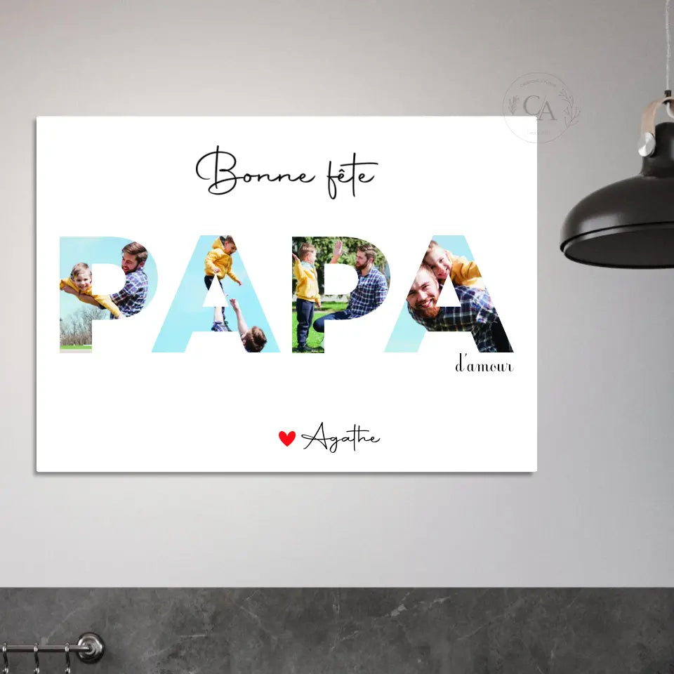 Affiche personnalisée photos avec lettres Papa - Fête des pères - Créations d'Agathe