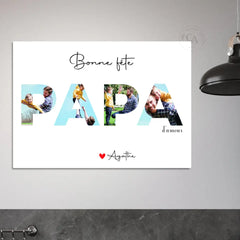 Affiche personnalisée photos avec lettres Papa - Fête des pères - Créations d'Agathe