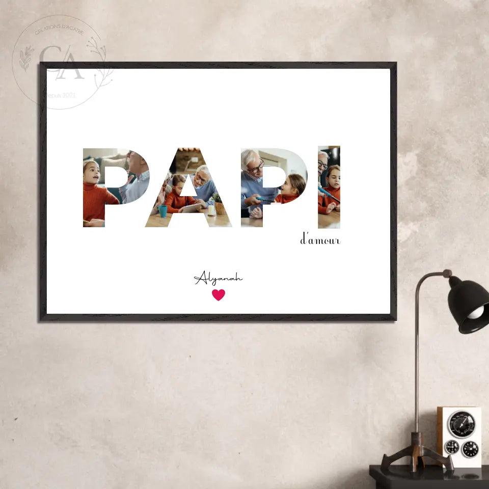 Affiche personnalisée, cadeau pour papi avec photos - Créations d'Agathe