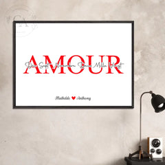 Affiche personnalisée « Amour » avec prénoms et date de rencontre - Créations d'Agathe