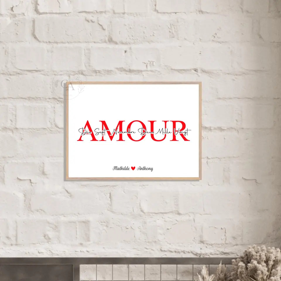 Affiche personnalisée « Amour » avec prénoms et date de rencontre - Créations d'Agathe