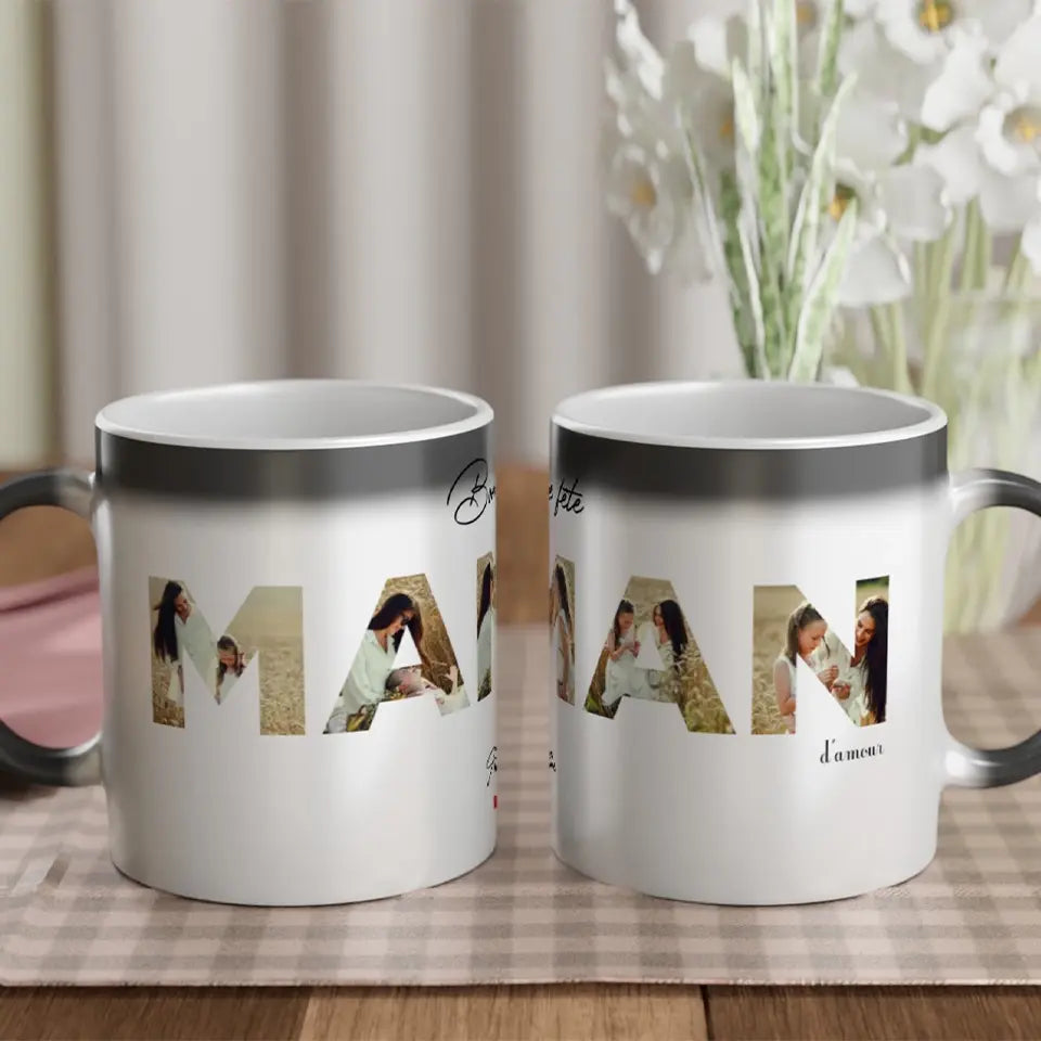 Tasse magique personnalisée avec le mot Maman - Créations d'Agathe