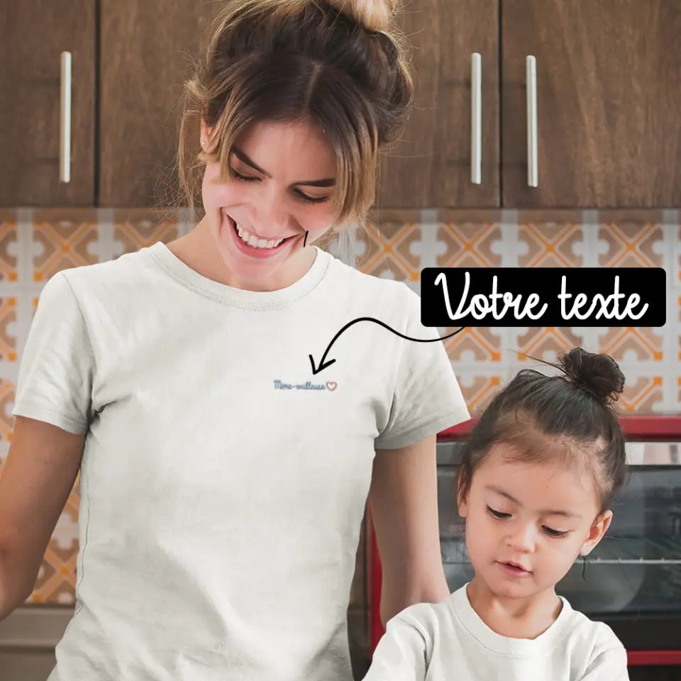 T-shirt femme personnalisé brodé "Mère-veilleuse" - Créations d'Agathe