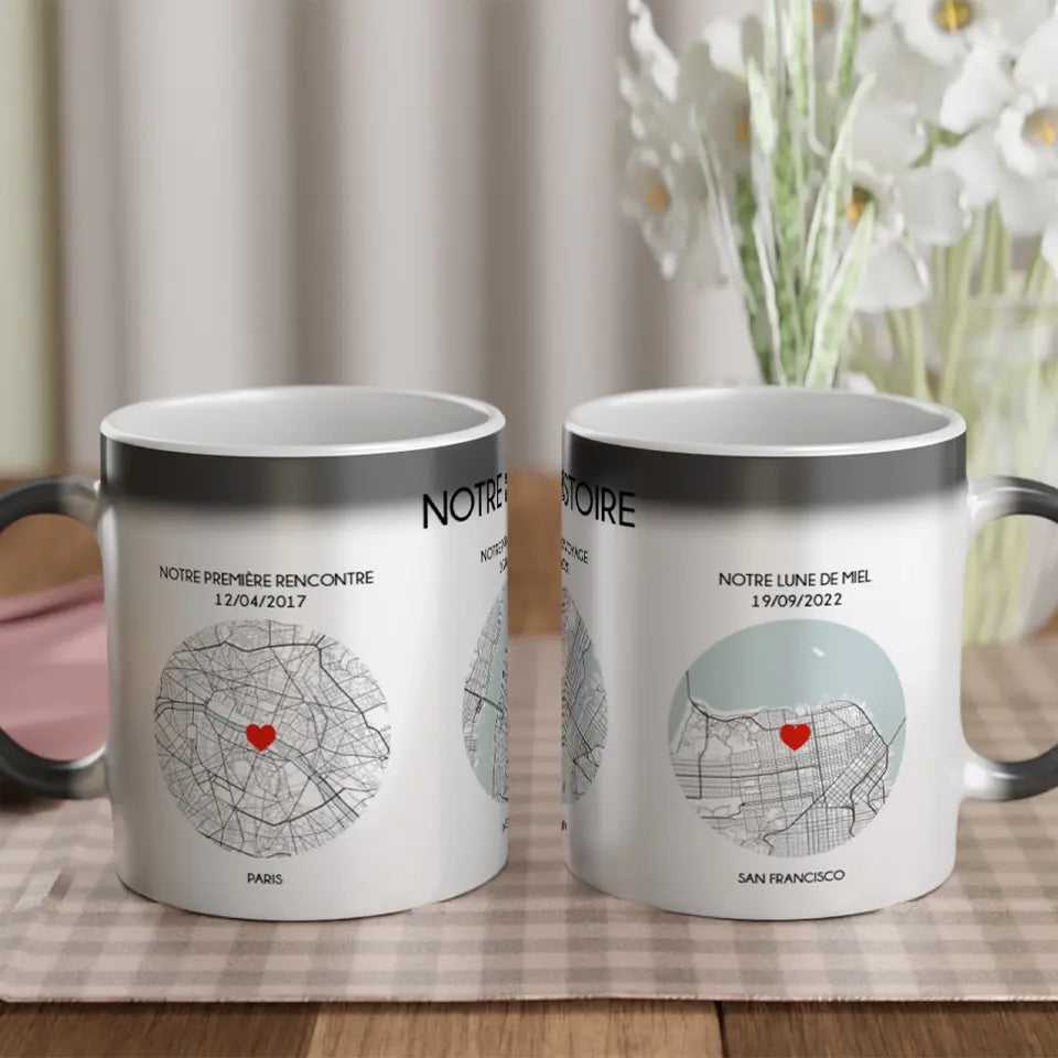 Tasse magique personnalisée Notre Histoire - Créations d'Agathe