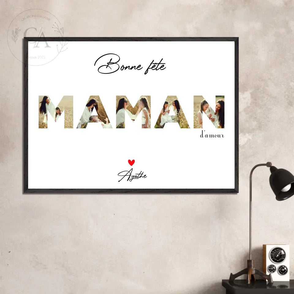 Affiche personnalisée photos avec lettres Maman - Créations d'Agathe