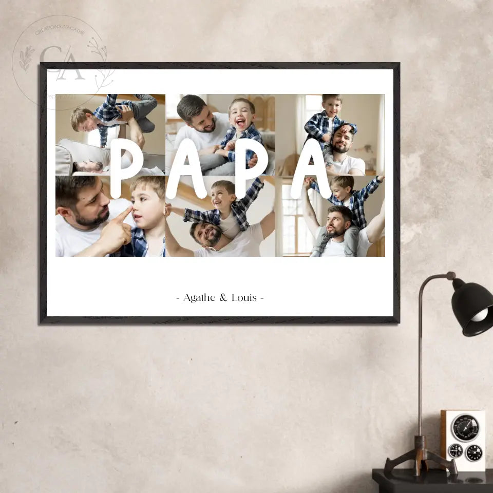 Affiche personnalisée avec le mot Papa - Cadeau fête des pères - Créations d'Agathe