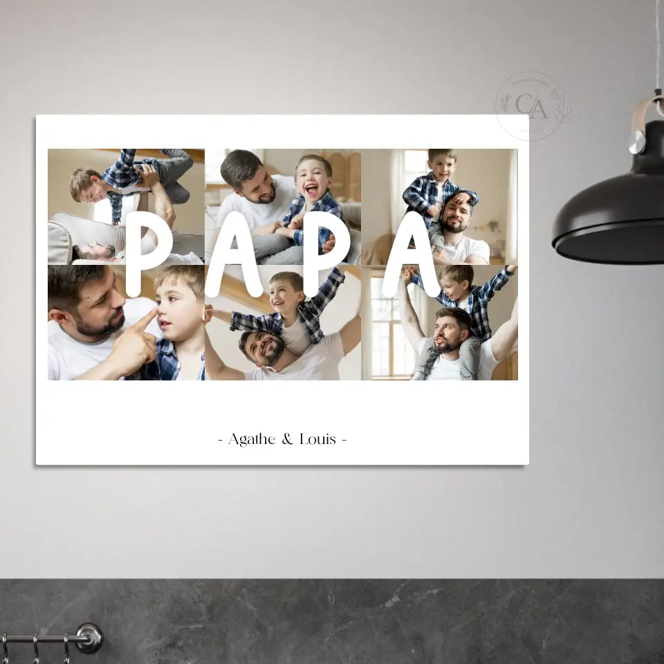 Affiche personnalisée avec le mot Papa - Cadeau fête des pères - Créations d'Agathe