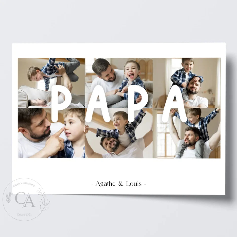 Affiche personnalisée avec le mot Papa - Cadeau fête des pères - Créations d'Agathe