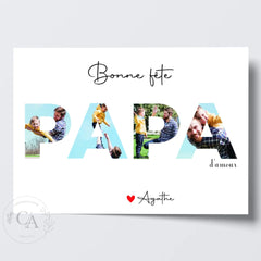 Affiche personnalisée photos avec lettres Papa - Fête des pères - Créations d'Agathe