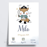 Affiche de naissance avec un renard pirate - Créations d'Agathe