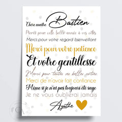 Affiche cadeau pour Maître ou Maîtresse - Créations d'Agathe