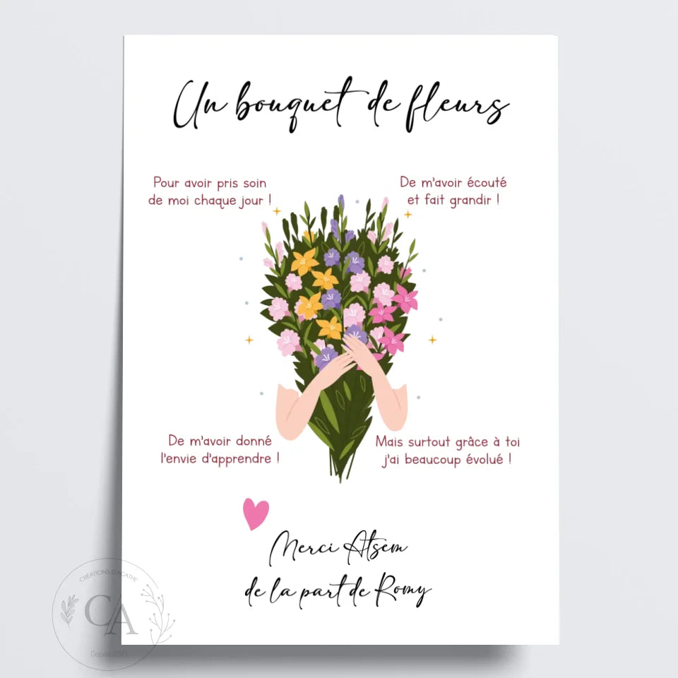 Affiche personnalisée pour Atsem - Maîtresse - Nounou - Créations d'Agathe