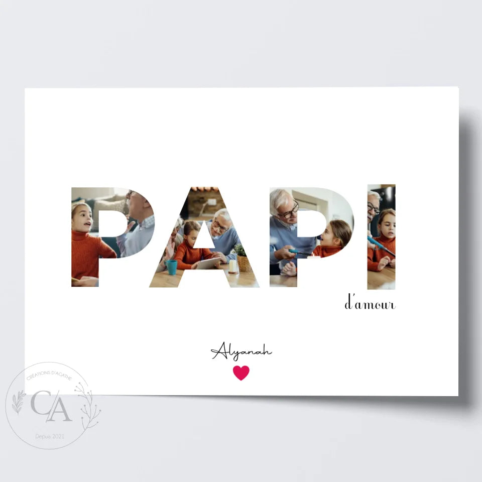 Affiche personnalisée, cadeau pour papi avec photos - Créations d'Agathe