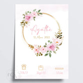 Affiche de naissance personnalisée avec couronne de fleurs - Créations d'Agathe