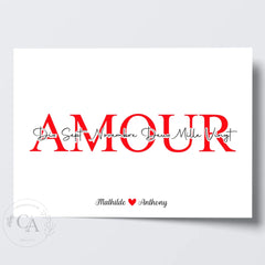 Affiche personnalisée « Amour » avec prénoms et date de rencontre - Créations d'Agathe