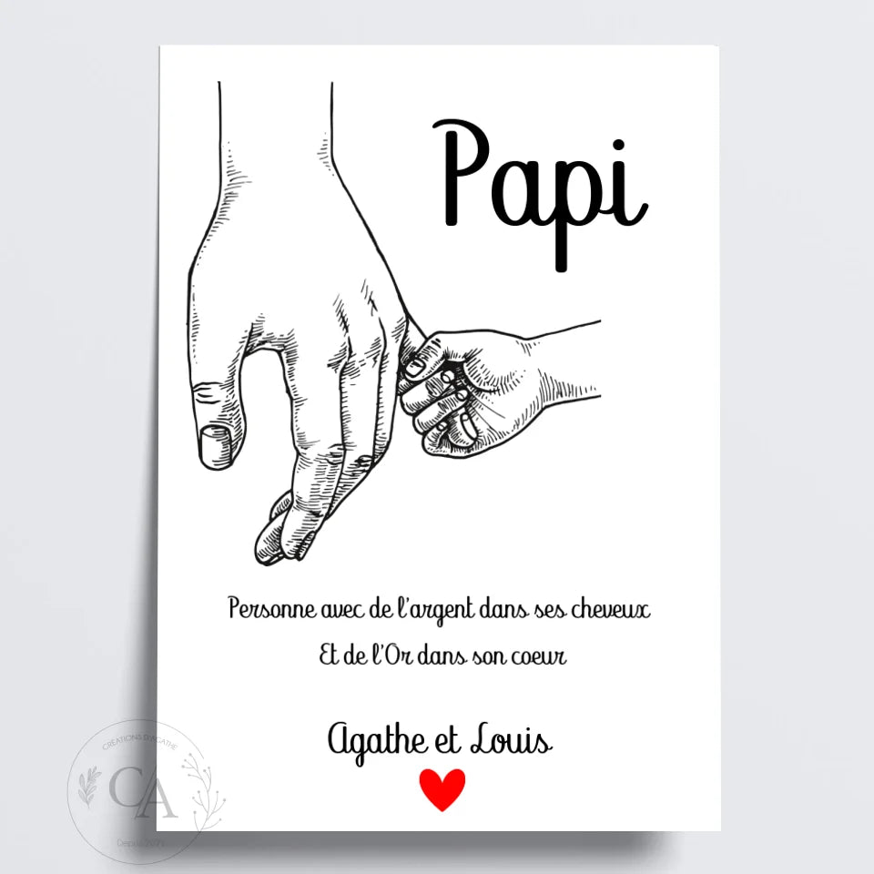 Affiche pour Papi avec un poème - Créations d'Agathe