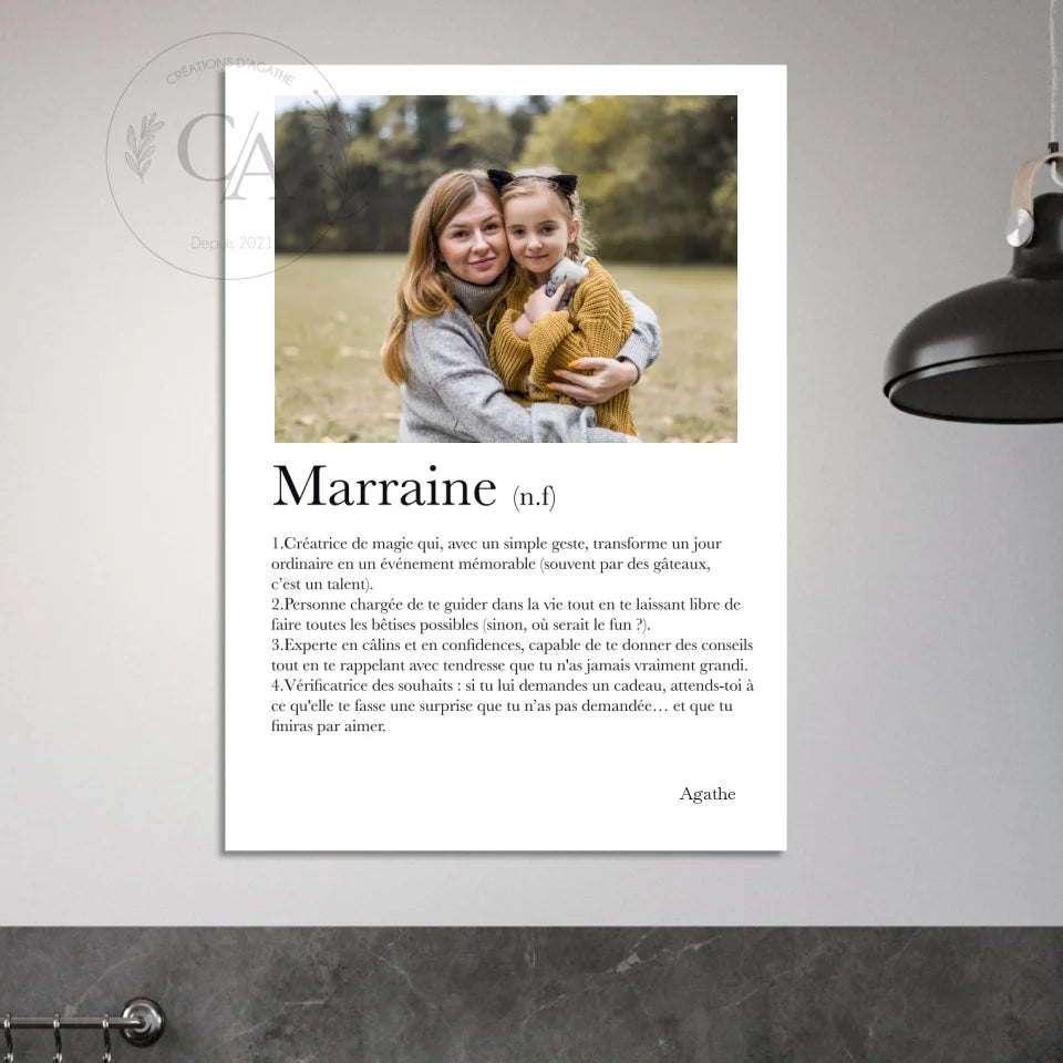 Affiche définition Marraine - Créations d'Agathe