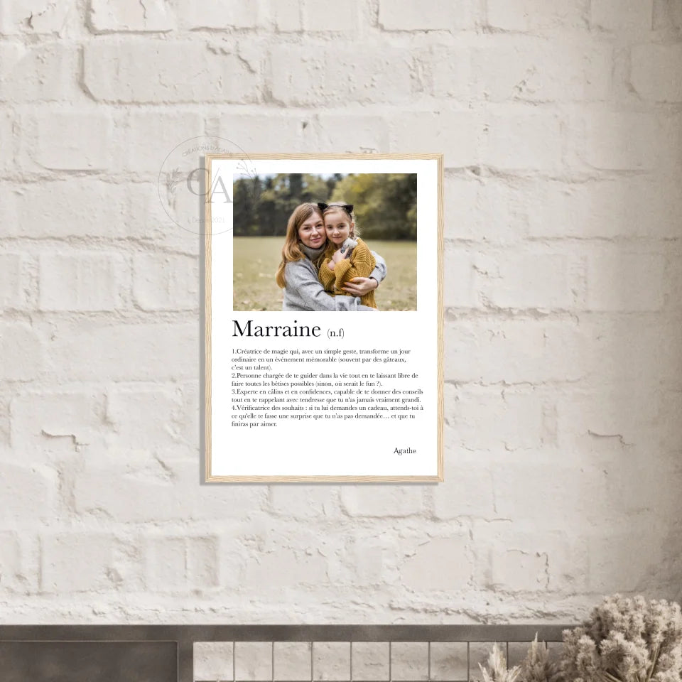 Affiche définition Marraine - Créations d'Agathe