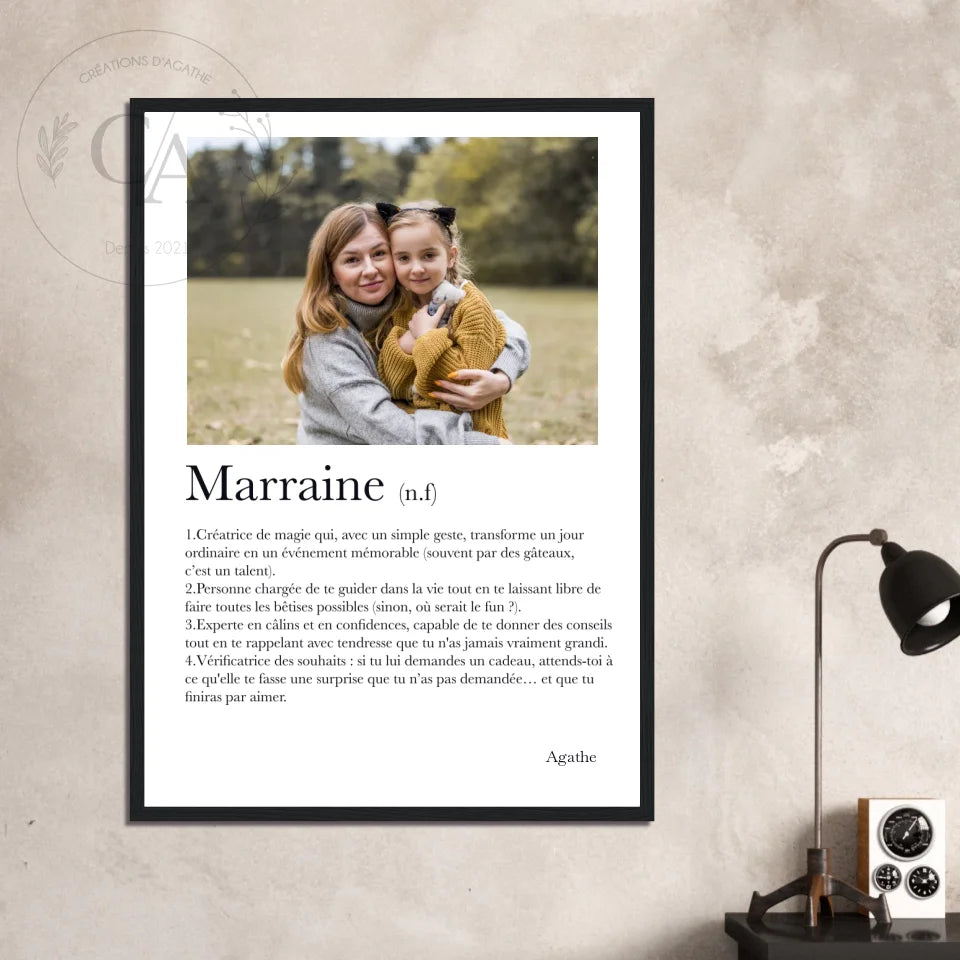 Affiche définition Marraine - Créations d'Agathe
