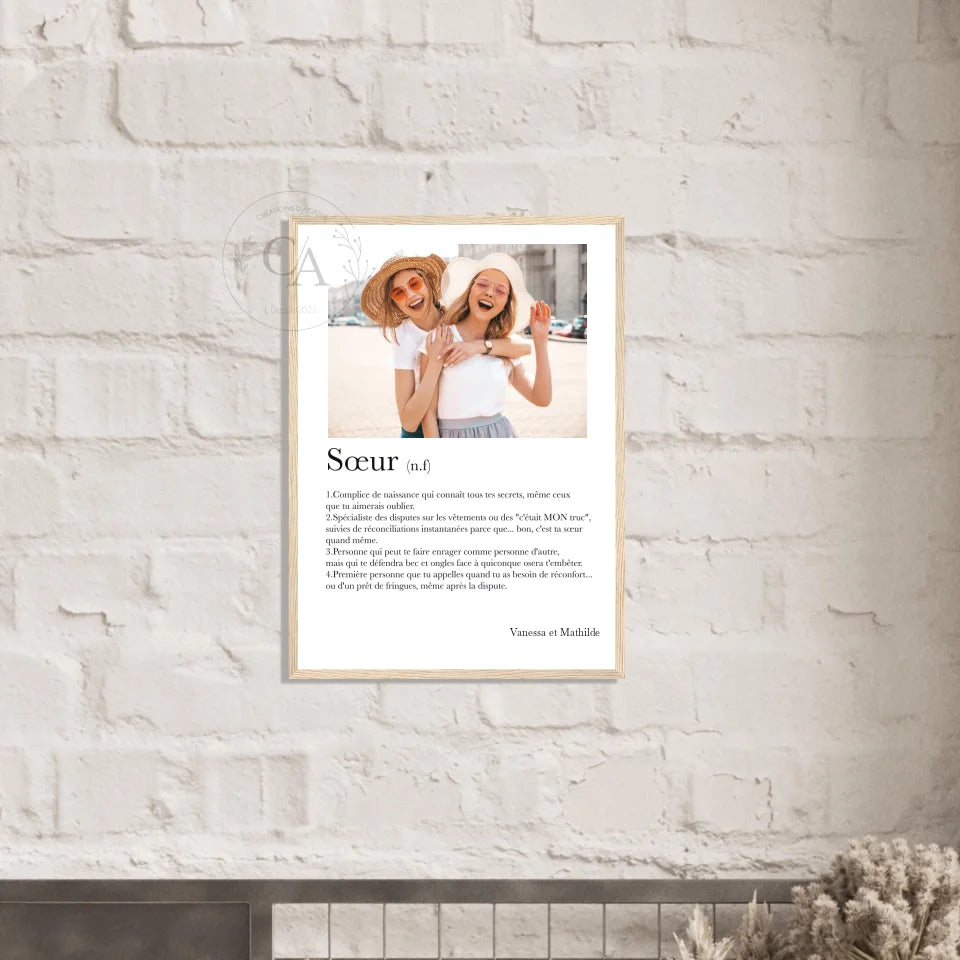 Affiche personnalisée définition "Soeur" - Créations d'Agathe
