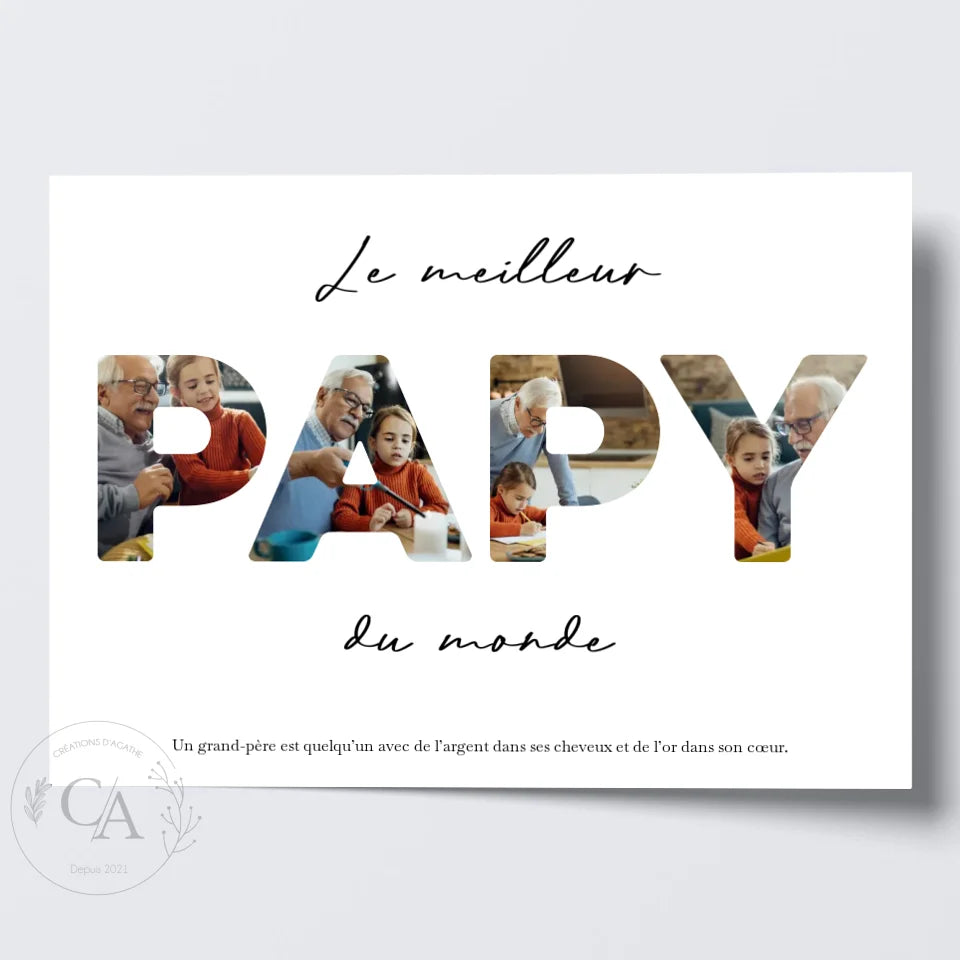 Affiche personnalisée "Le meilleur papy du monde" - Créations d'Agathe